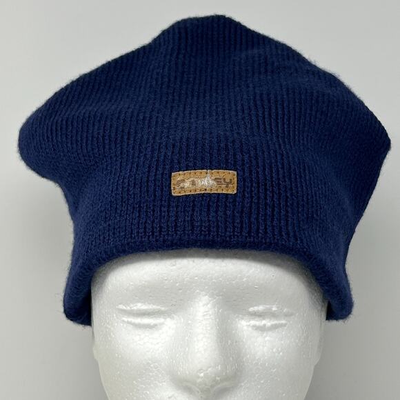 Vintage Smiley Brand Wool Beanie Winter Hat Toque Ski Snowboarder USA Made Blue - Picture 1 of 9
